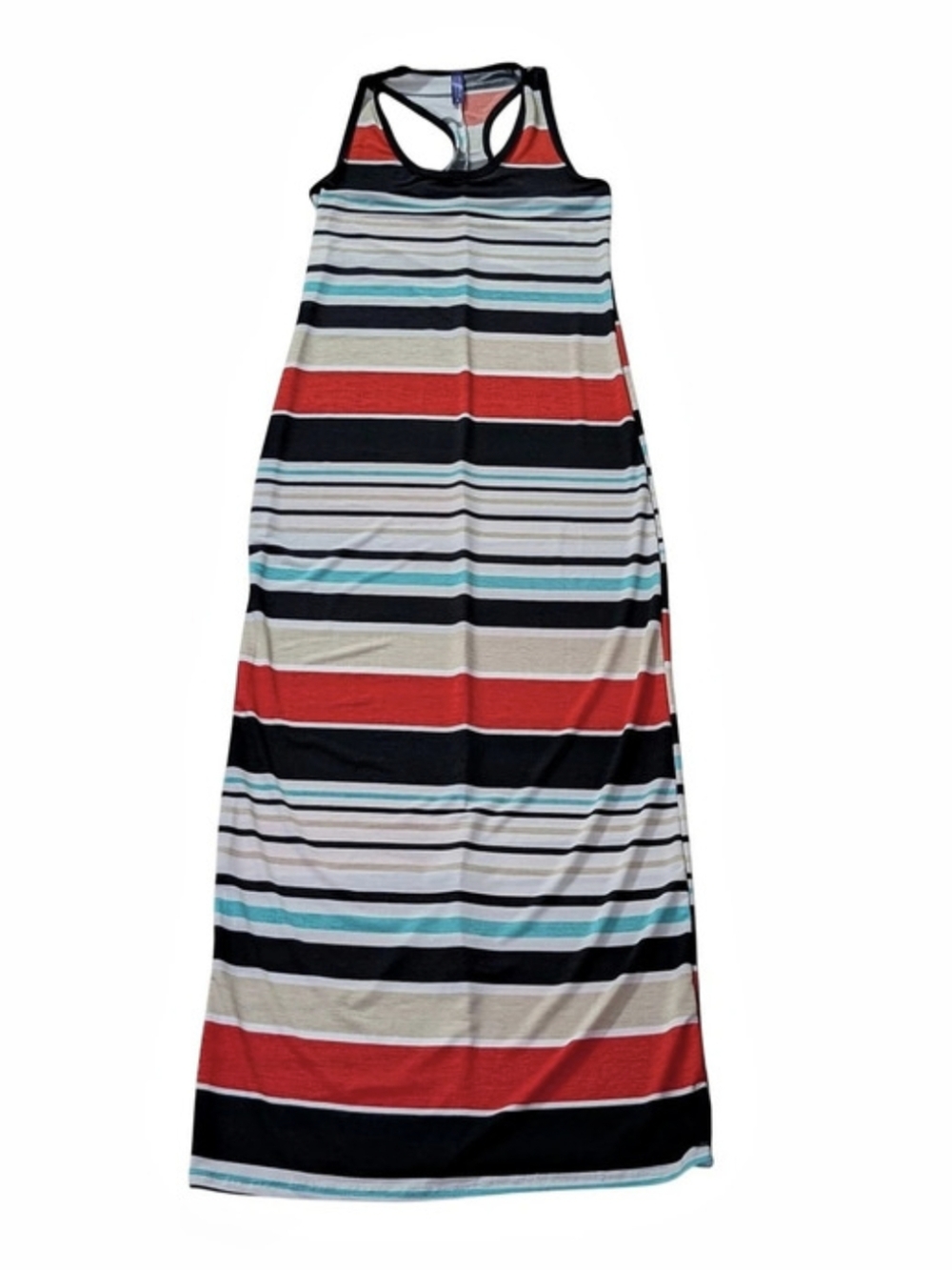 Soft Stitch Striped Maxi Dress in Black & Red Size Small